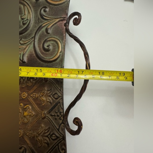Ornate Brown Metal display Tray with Handles - Picture 2 of 7